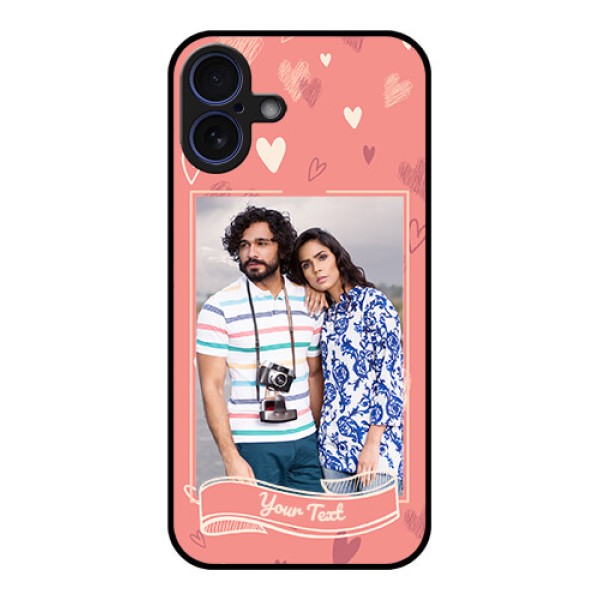 iPhone 16 Plus Custom Glass Phone Case - Love Doodle Art Design