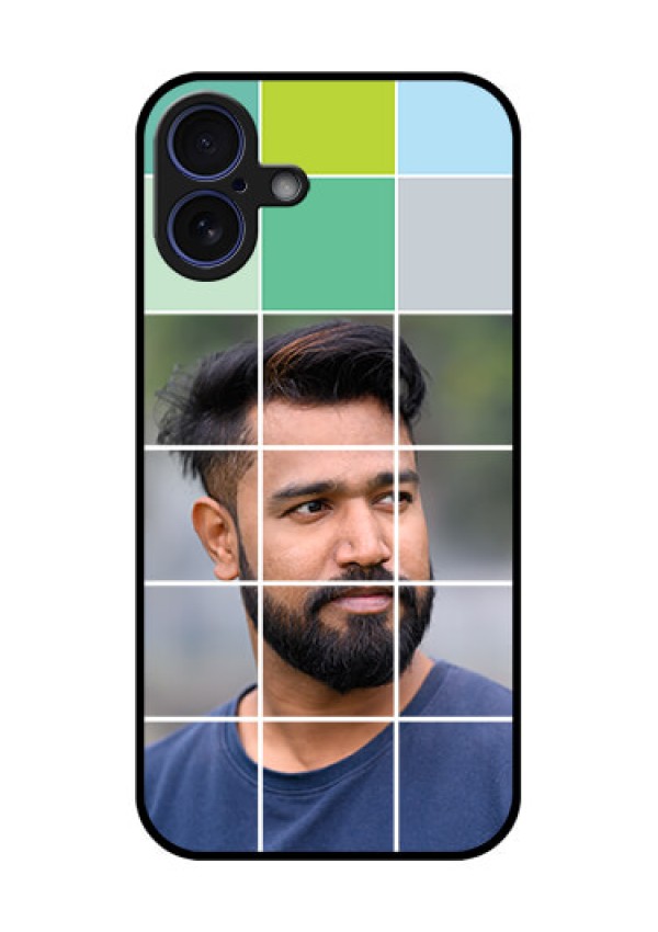 iPhone 16 Plus Custom Glass Phone Case - With White Box Pattern