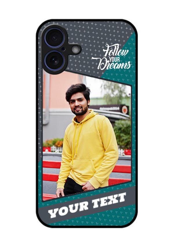 iPhone 16 Plus Custom Glass Phone Case - Background Pattern Design With Quote