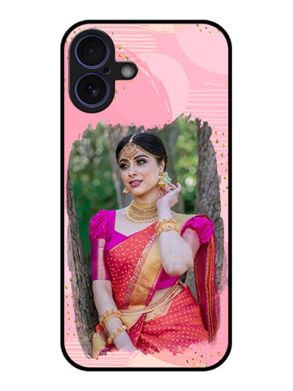 Custom iPhone 16 Plus Custom Glass Phone Case - Gold Glitter Splash Design