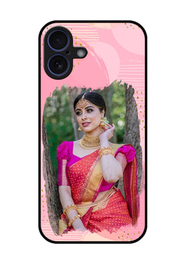 iPhone 16 Plus Custom Glass Phone Case - Gold Glitter Splash Design
