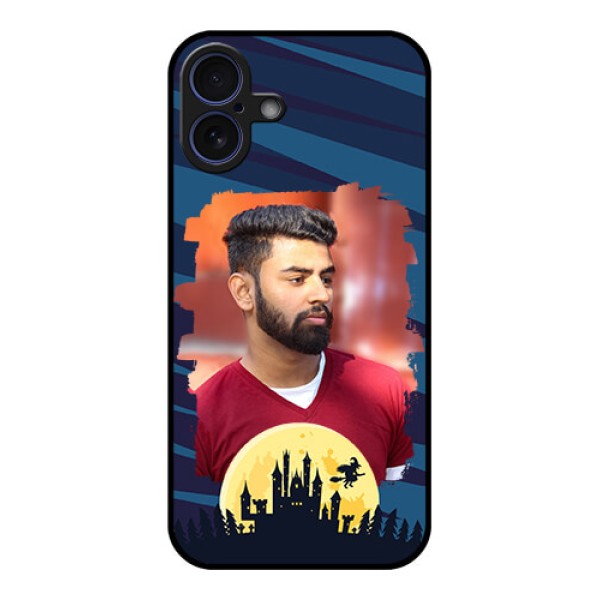iPhone 16 Plus Custom Glass Phone Case - Halloween Witch Design