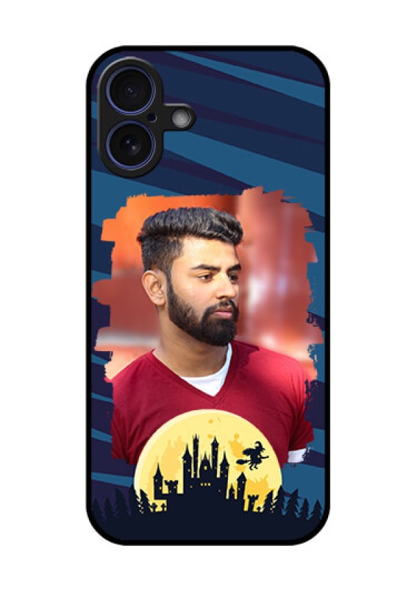 iPhone 16 Plus Custom Glass Phone Case - Halloween Witch Design