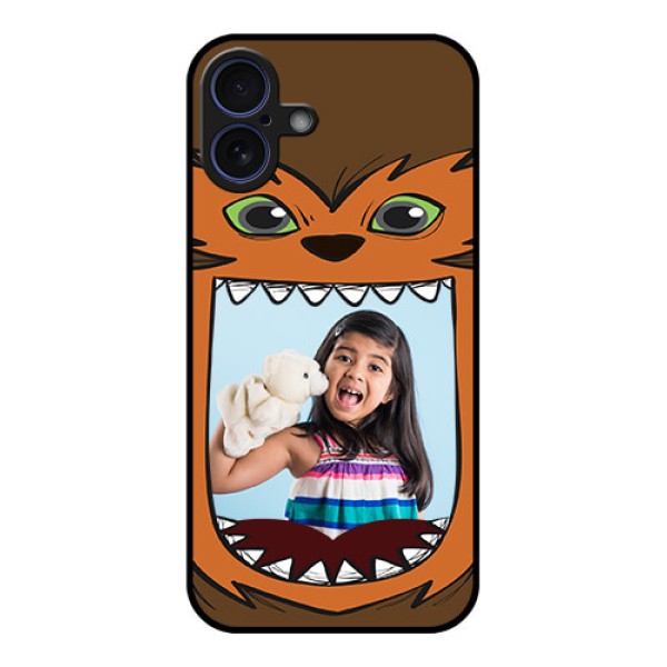 iPhone 16 Plus Custom Glass Phone Case - Owl Monster Back Case Design iPhone 16 Plus Custom Glass Phone Case - Owl Monster Back Case Design