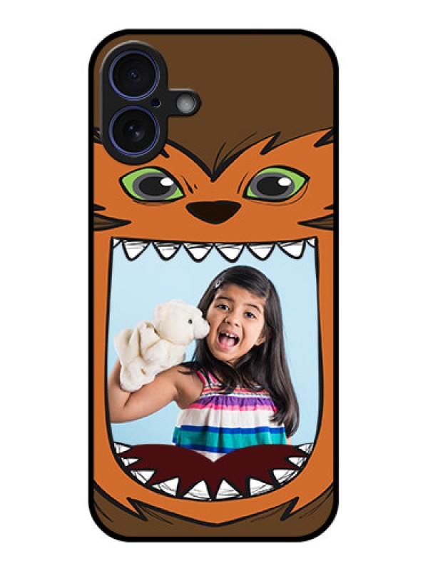 Custom iPhone 16 Plus Custom Glass Phone Case - Owl Monster Back Case Design