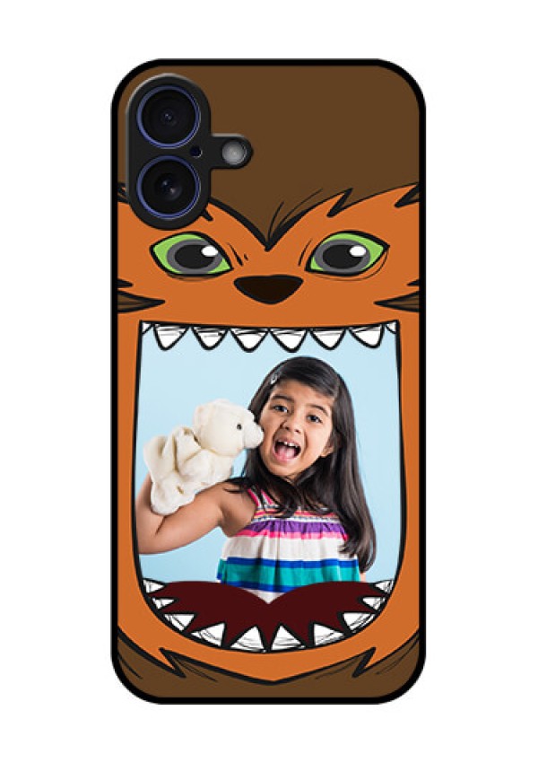 iPhone 16 Plus Custom Glass Phone Case - Owl Monster Back Case Design