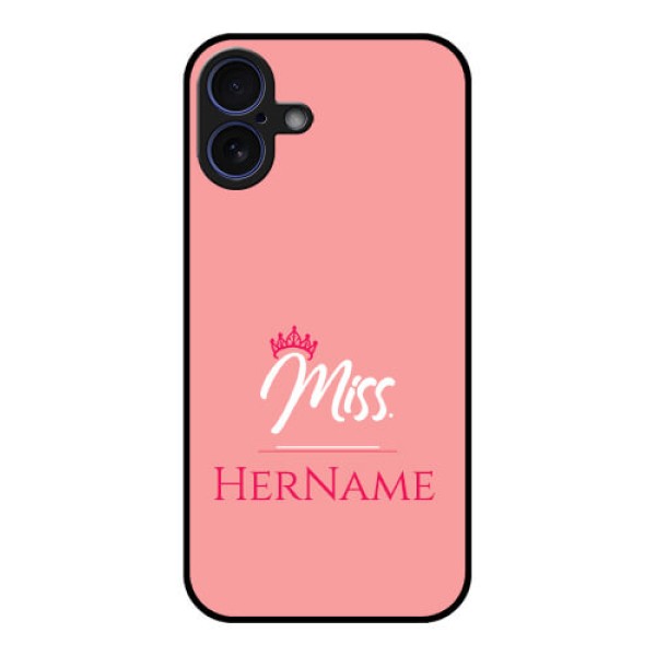 iPhone 16 Plus Custom Glass Phone Case - Mrs With Name Design