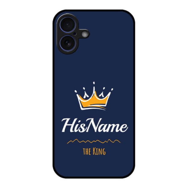 iPhone 16 Plus Custom Glass Phone Case - King With Name Design