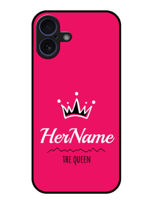 Custom iPhone 16 Plus Custom Glass Phone Case - Queen With Name Design