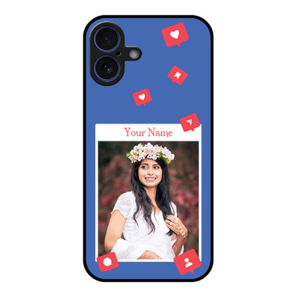 iPhone 16 Plus Custom Glass Phone Case - Like Share And Comment Design