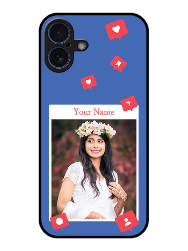 Custom iPhone 16 Plus Custom Glass Phone Case - Like Share And Comment Design