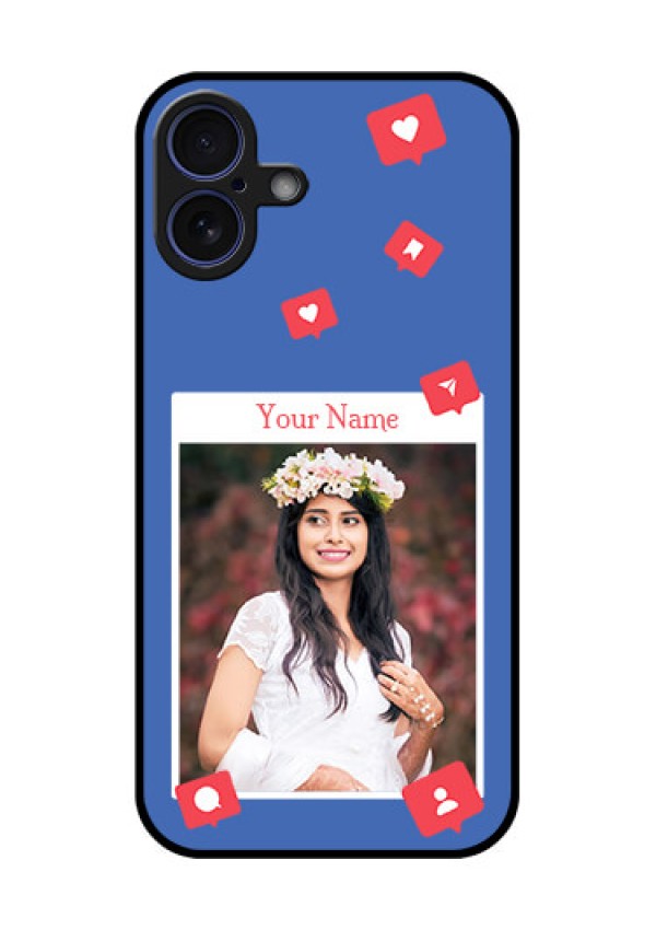 iPhone 16 Plus Custom Glass Phone Case - Like Share And Comment Design