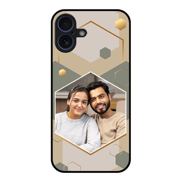 iPhone 16 Plus Custom Glass Phone Case - Stylish Hexagon Pattern Design iPhone 16 Plus Custom Glass Phone Case - Stylish Hexagon Pattern Design