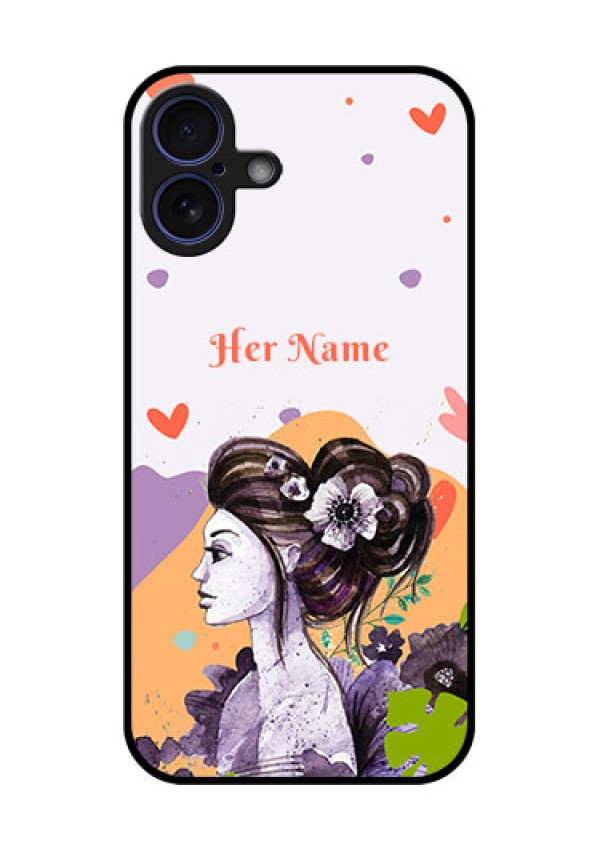 iPhone 16 Plus Custom Glass Phone Case - Woman And Nature Design