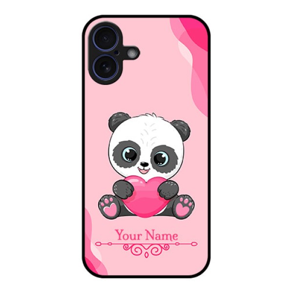 iPhone 16 Plus Custom Glass Phone Case - Cute Panda Design