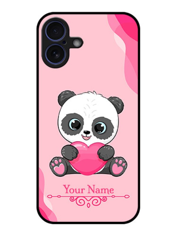 Custom iPhone 16 Plus Custom Glass Phone Case - Cute Panda Design