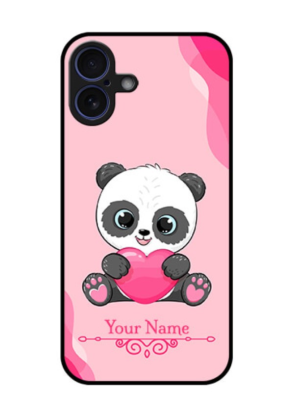 iPhone 16 Plus Custom Glass Phone Case - Cute Panda Design
