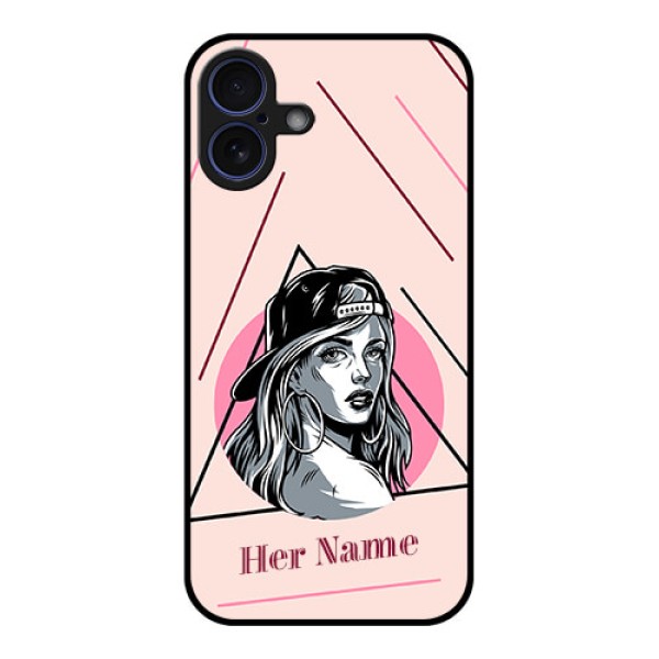 iPhone 16 Plus Custom Glass Phone Case - Rockstar Girl Design