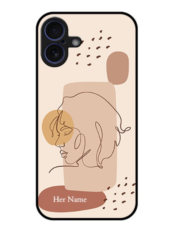 Custom iPhone 16 Plus Custom Glass Phone Case - Calm Woman Line Art Design