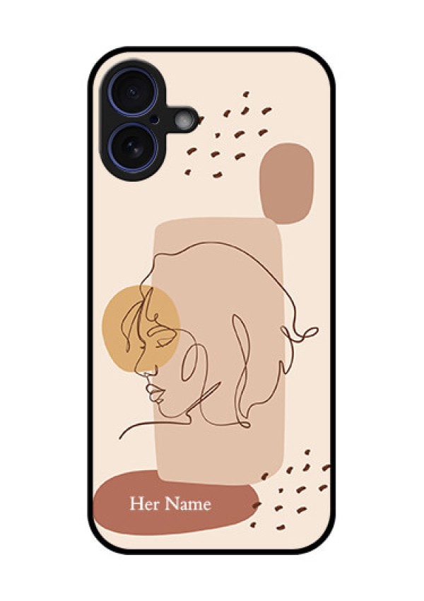 iPhone 16 Plus Custom Glass Phone Case - Calm Woman Line Art Design
