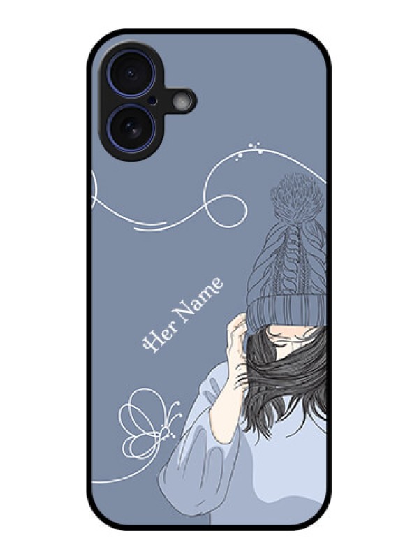 Custom iPhone 16 Plus Custom Glass Phone Case - Girl In Winter Outfit Design