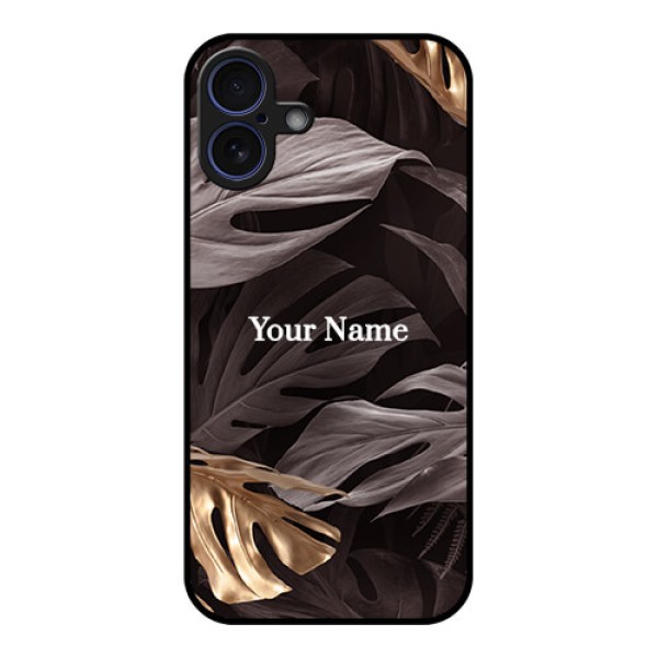 iPhone 16 Plus Custom Glass Phone Case - Wild Leaves Digital Paint Design