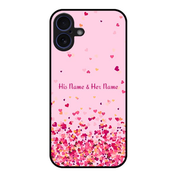 iPhone 16 Plus Custom Glass Phone Case - Floating Hearts Design