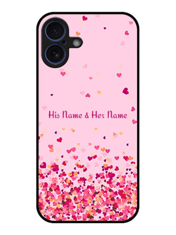 Custom iPhone 16 Plus Custom Glass Phone Case - Floating Hearts Design