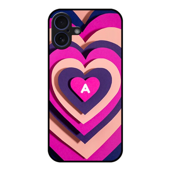 iPhone 16 Plus Custom Glass Phone Case - Cute Heart Pattern Design