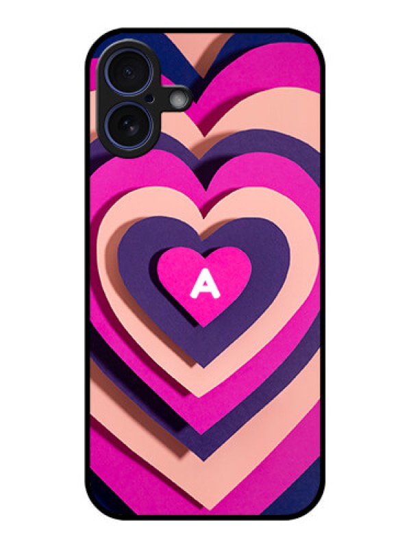 Custom iPhone 16 Plus Custom Glass Phone Case - Cute Heart Pattern Design