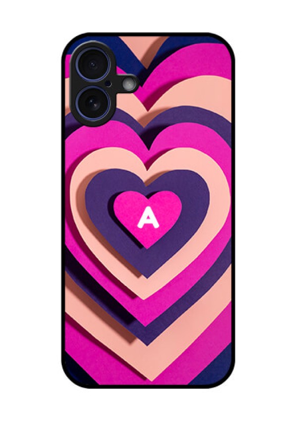 iPhone 16 Plus Custom Glass Phone Case - Cute Heart Pattern Design