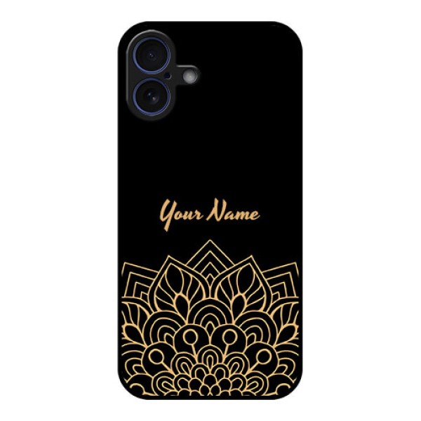 iPhone 16 Plus Custom Glass Phone Case - Golden Mandala Design