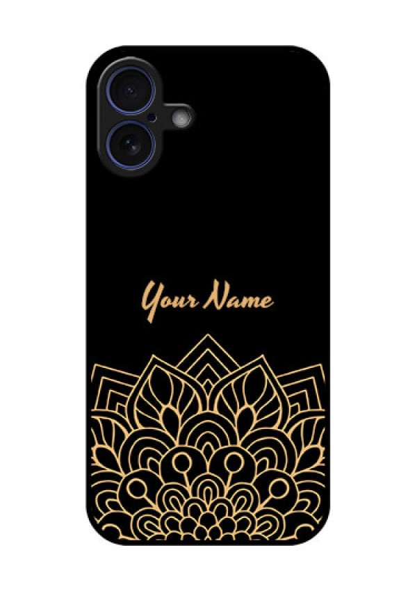 iPhone 16 Plus Custom Glass Phone Case - Golden Mandala Design