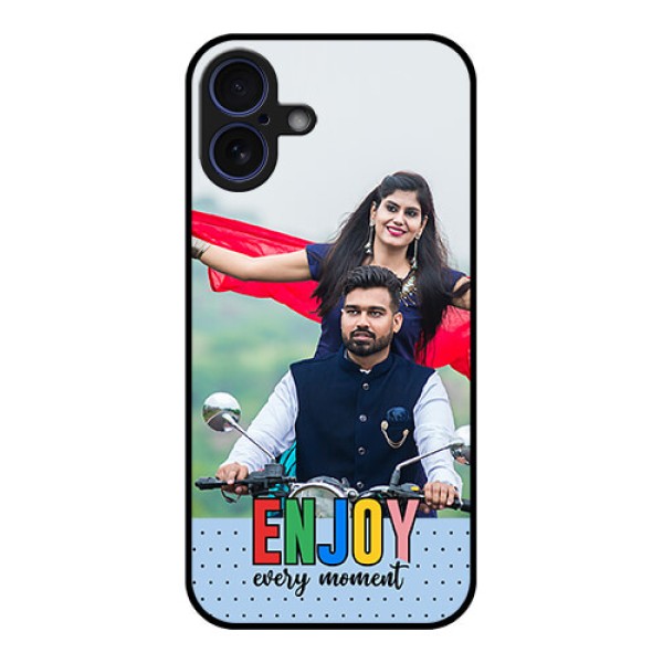 iPhone 16 Plus Custom Glass Phone Case - Enjoy Every Moment Design iPhone 16 Plus Custom Glass Phone Case - Enjoy Every Moment Design