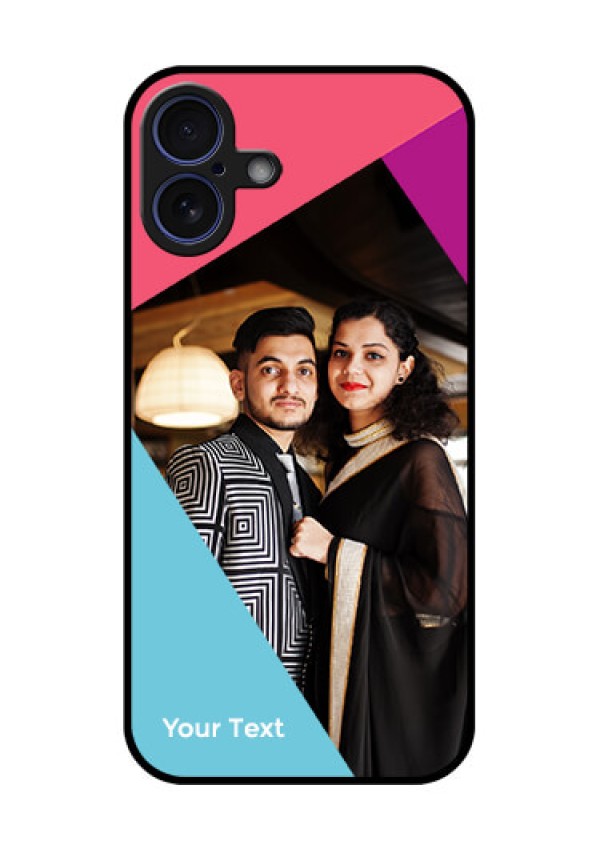 iPhone 16 Plus Custom Glass Phone Case - Stacked Triple Colour Design