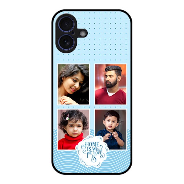 iPhone 16 Plus Custom Glass Phone Case - Cute Love Quote With 4 Pic Upload Design iPhone 16 Plus Custom Glass Phone Case - Cute Love Quote With 4 Pic Upload Design