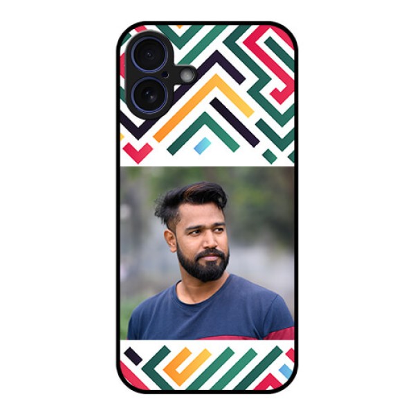 iPhone 16 Plus Custom Glass Phone Case - Colorful Maze Pattern Design iPhone 16 Plus Custom Glass Phone Case - Colorful Maze Pattern Design