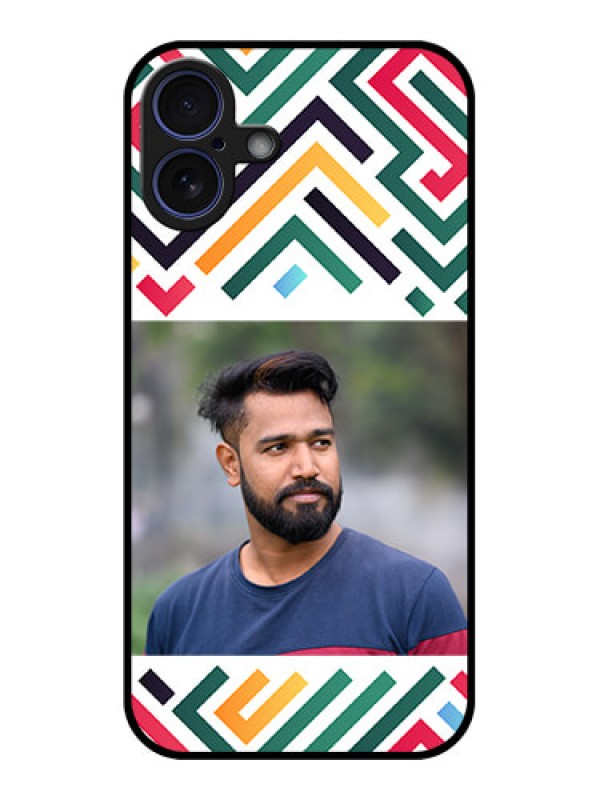 Custom iPhone 16 Plus Custom Glass Phone Case - Colorful Maze Pattern Design