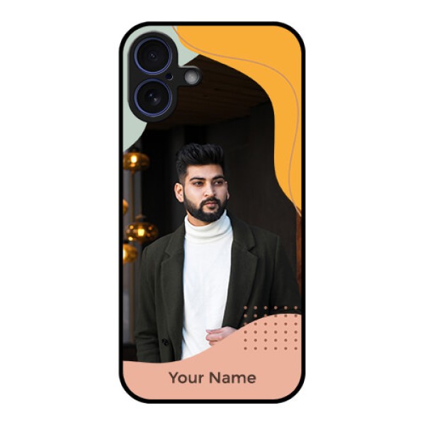 iPhone 16 Plus Custom Glass Phone Case - Tri - Coloured Overlay Design iPhone 16 Plus Custom Glass Phone Case - Tri - Coloured Overlay Design
