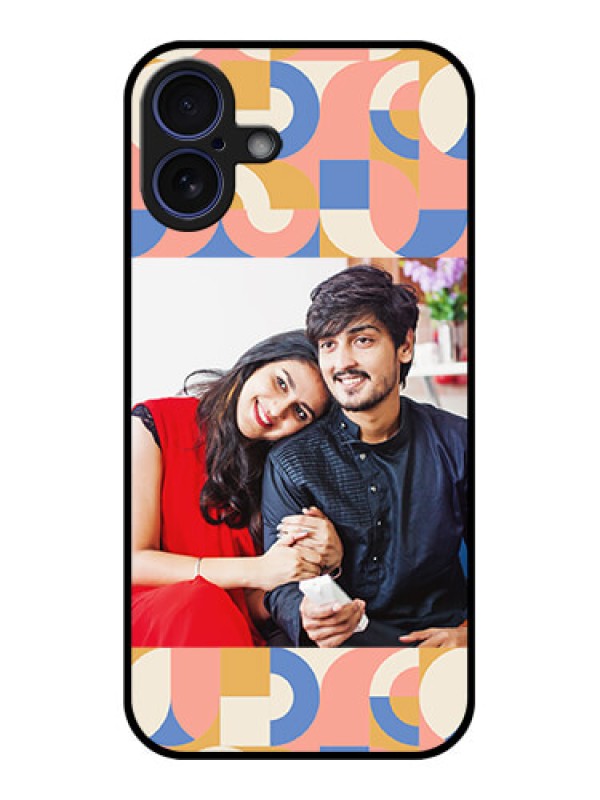 Custom iPhone 16 Plus Custom Glass Phone Case - Semi - Circle Maze Pattern Design