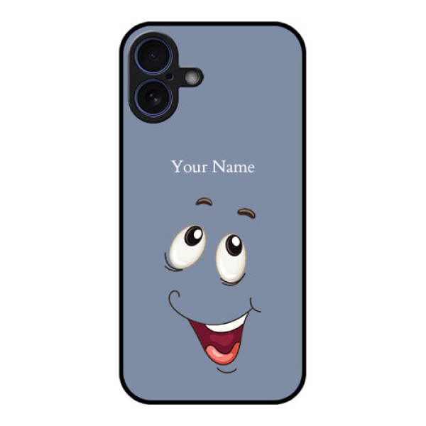 iPhone 16 Plus Custom Glass Phone Case - Laughing Cartoon Face Design iPhone 16 Plus Custom Glass Phone Case - Laughing Cartoon Face Design