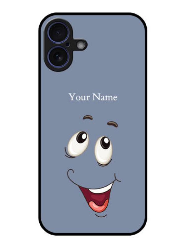 Custom iPhone 16 Plus Custom Glass Phone Case - Laughing Cartoon Face Design