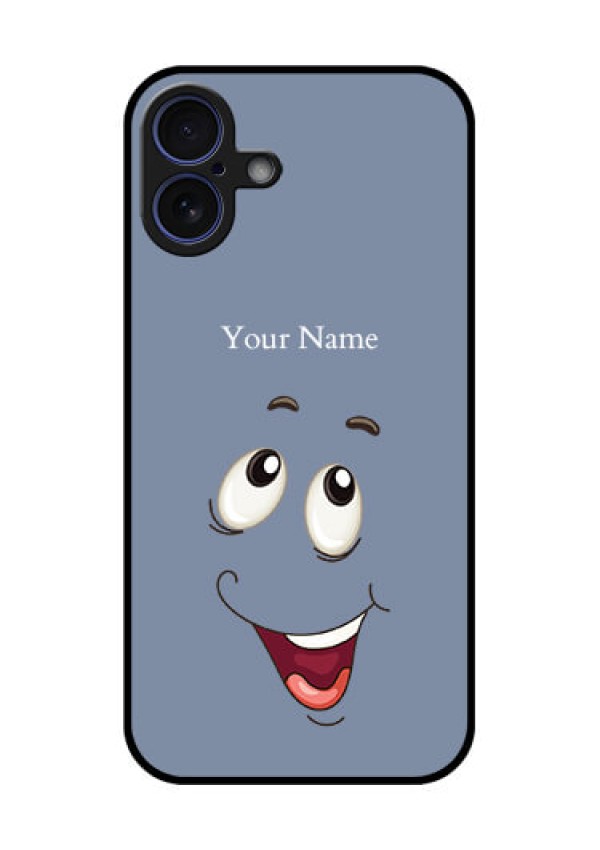 iPhone 16 Plus Custom Glass Phone Case - Laughing Cartoon Face Design