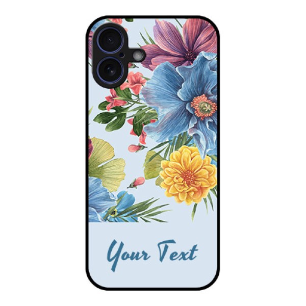 iPhone 16 Plus Custom Glass Phone Case - Stunning Watercolored Flowers Painting Design iPhone 16 Plus Custom Glass Phone Case - Stunning Watercolored Flowers Painting Design
