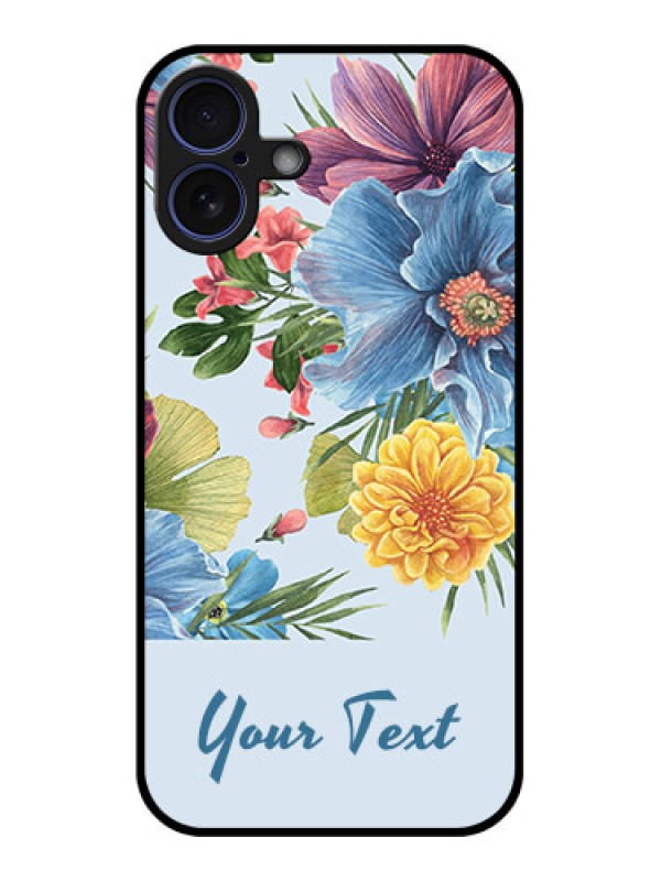 Custom iPhone 16 Plus Custom Glass Phone Case - Stunning Watercolored Flowers Painting Design