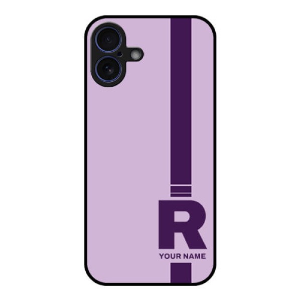 iPhone 16 Plus Custom Glass Phone Case - Simple Dual Tone Stripe With Name Design iPhone 16 Plus Custom Glass Phone Case - Simple Dual Tone Stripe With Name Design