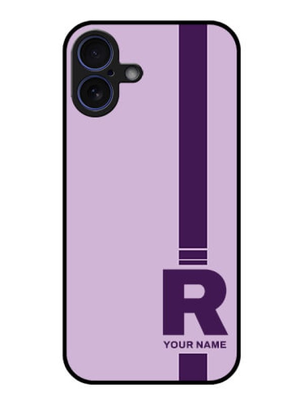 Custom iPhone 16 Plus Custom Glass Phone Case - Simple Dual Tone Stripe With Name Design