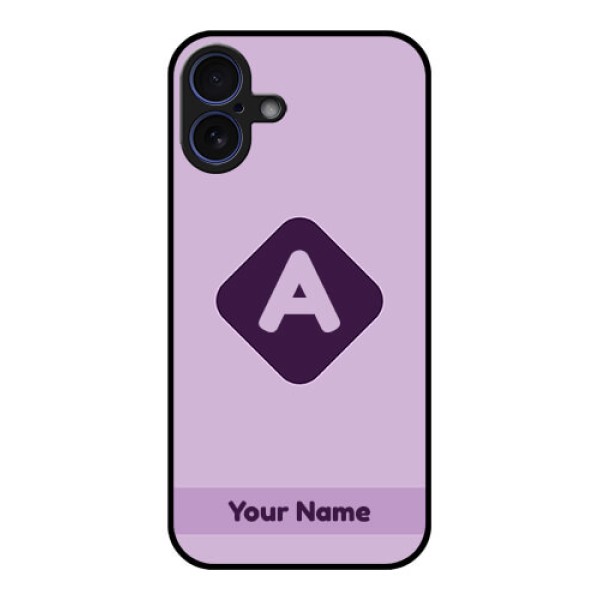 iPhone 16 Plus Custom Glass Phone Case - Custom Letter In Curved Badge Design iPhone 16 Plus Custom Glass Phone Case - Custom Letter In Curved Badge Design
