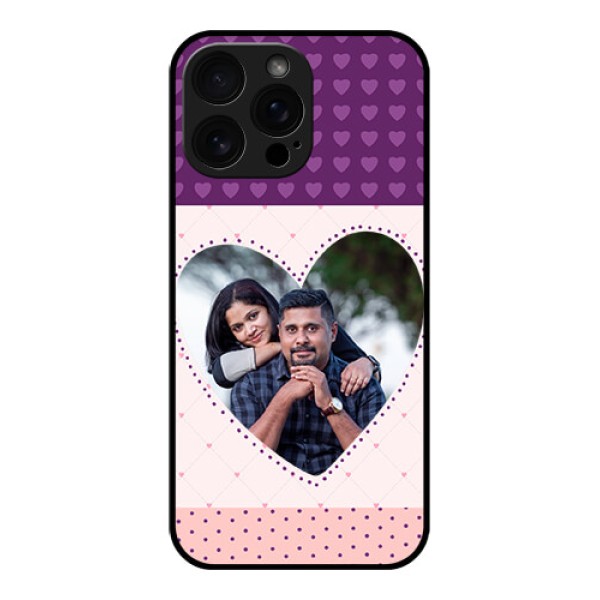 iPhone 16 Pro Max Custom Glass Phone Case - Violet Love Dots Design