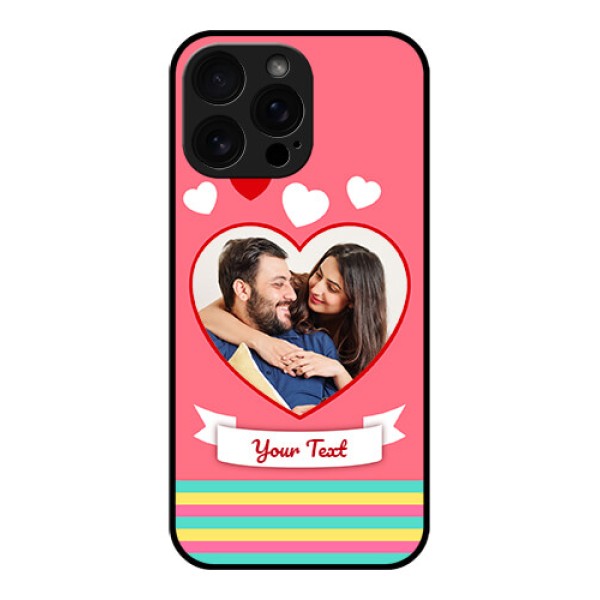 iPhone 16 Pro Max Custom Glass Phone Case - Love Shapes Doodle Design